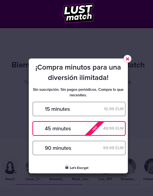 Cuánto cuesta LustMatch y FapMatch