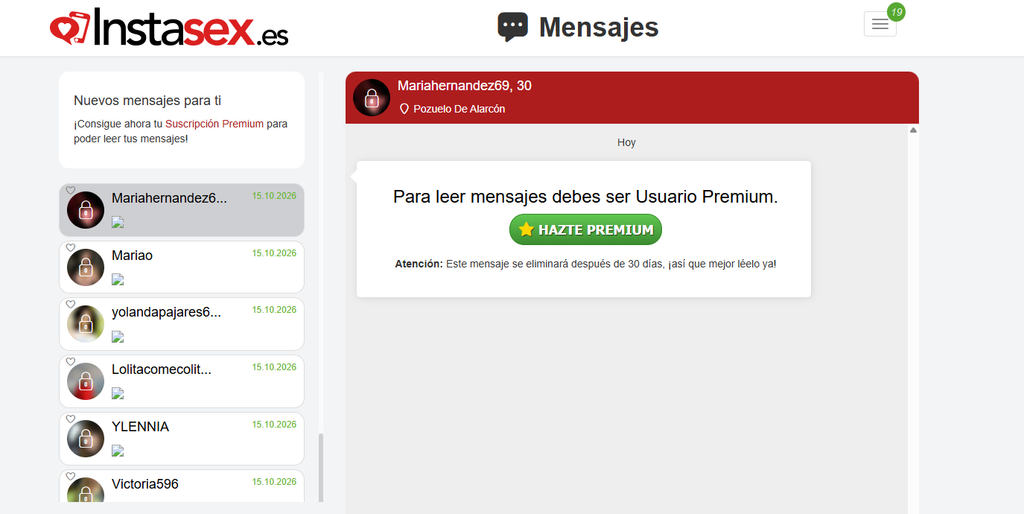 mensajes falsos instasex