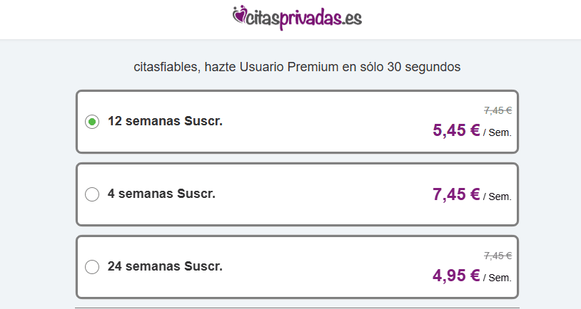 Cuánto cuesta citasprivadas.es precio