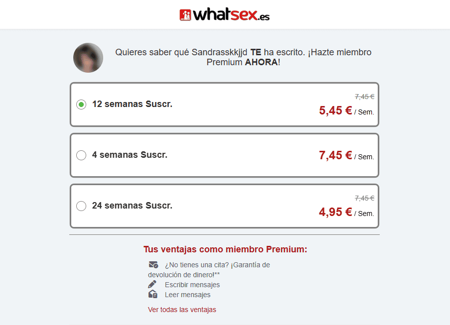 Cuánto cuesta whatsex.es precios